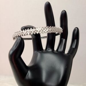 Diamond (Genuine) Sterling Silver Bangle Bracelet